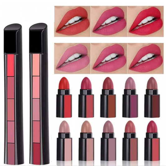 LIFE STYLE HUB™ Ks One 5-in-1 Lipstick | Five Shades In One| Long Lasting, Matte Finish