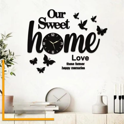 LIFE STYLE HUB™ Our Sweet Home 3d Wooden Wall Clock With Light