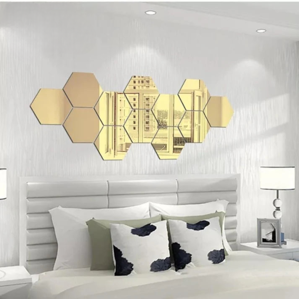 LIFE STYLE HUB™ 3d Acrylic Hexagon Simple Mirror