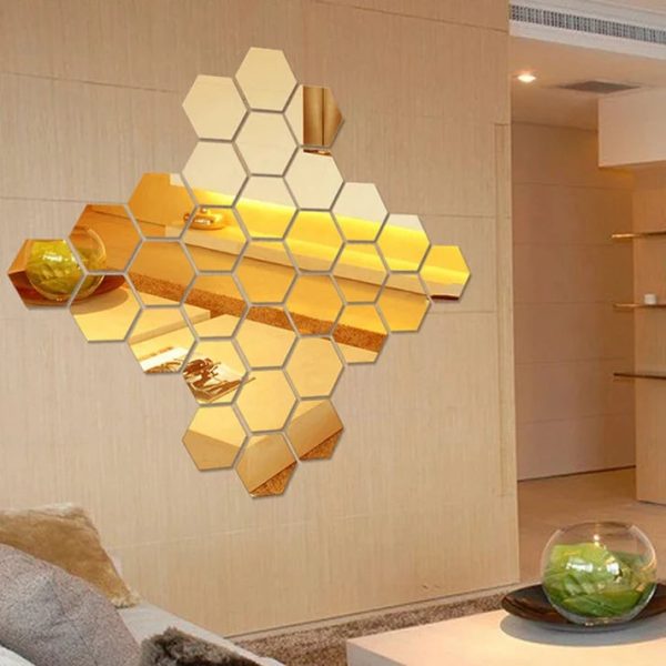 LIFE STYLE HUB™ 3d Acrylic Hexagon Simple Mirror